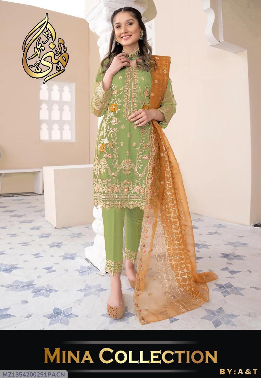 3 Pcs Women's Stitched Embroidered Suit