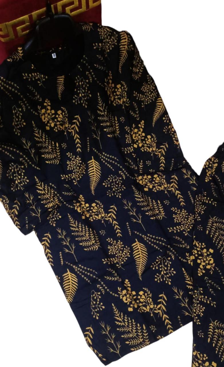 2 Pcs Women's Stitched Linen Printed Shirt And Trouser