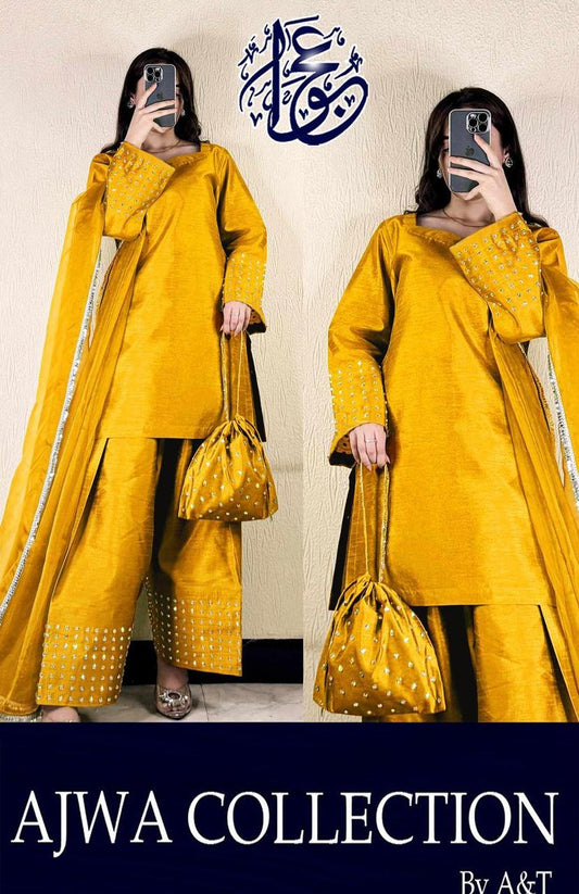 3 Pcs Women's Stitched Patch Work Suit