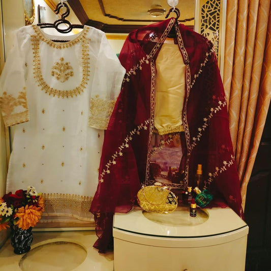 3 Pcs Women's Stitched Hand Work Suit