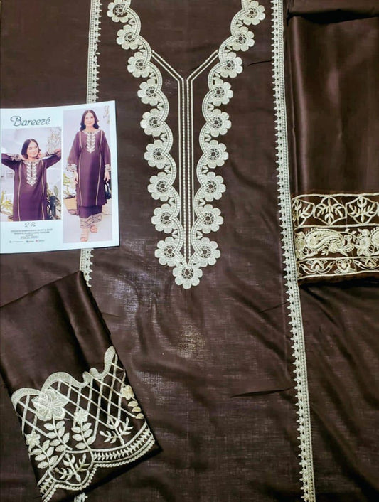 2 Pcs Women's Unstitched Embroidered Suit