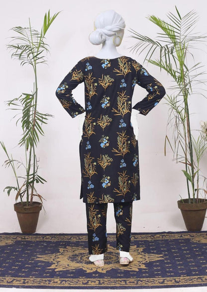 2 Pcs Women's Stitched Linen Printed Shirt And Trouser