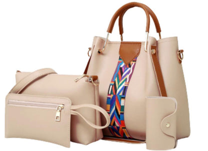 BagX -Women's Pu Leather 4Pcs Women Faux Leather Handbags