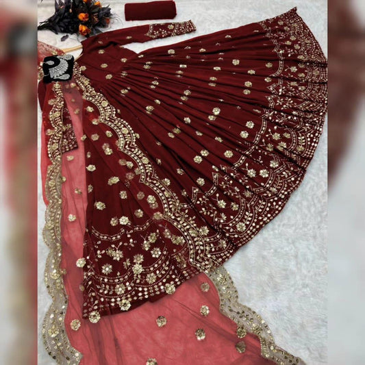 3 Pcs Women's Stitched Embroidered Maxi Suit