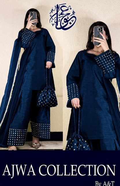 3 Pcs Women's Stitched Patch Work Suit