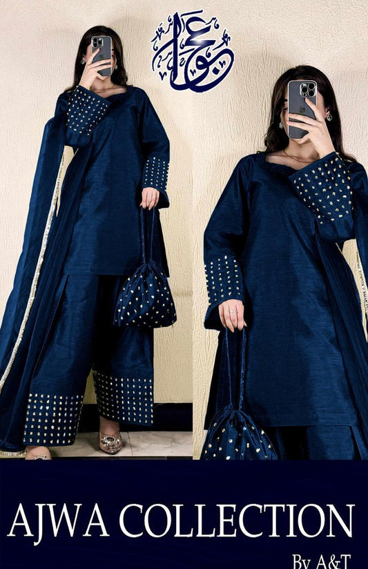 3 Pcs Women's Stitched Patch Work Suit