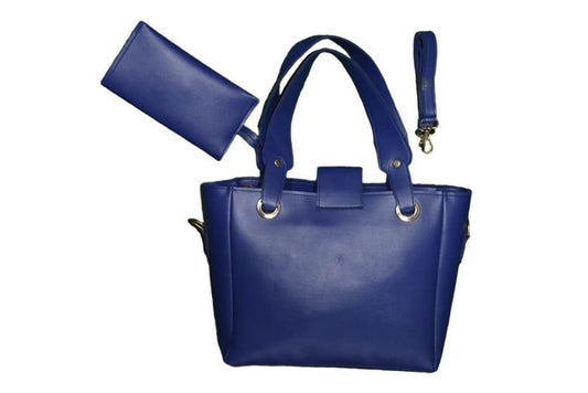 Women's PU Leather Plain Handbag With Pouch