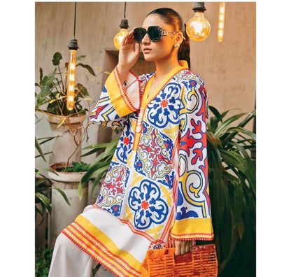 2 Pcs -Stylish Women's Stitched Printed Khaddar Shirt and Trouser Set