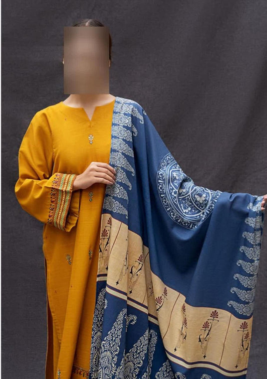3 Pcs Women's Unstitched Embroidered Suit